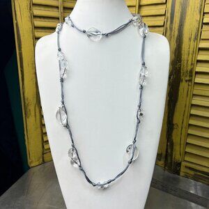Chico's Long Glass and Silvertone Layering Necklace